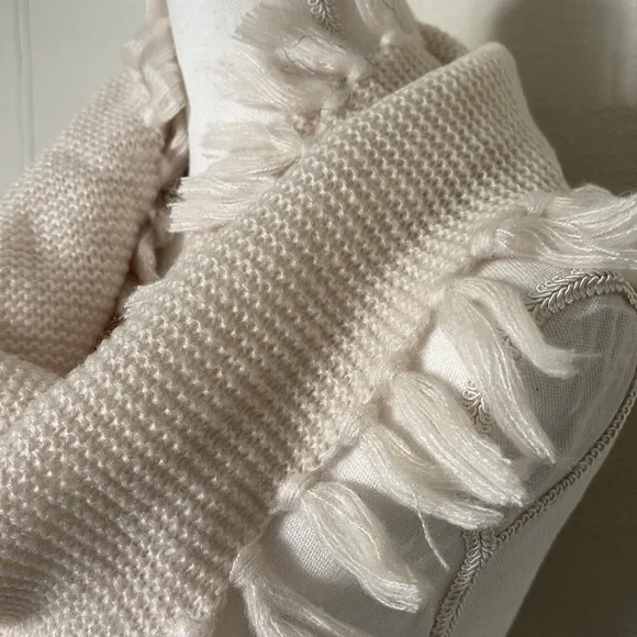 Rebecca Minkoff Asymmetrical Fringe Muffler Scarf Ivory, NWT - Picture 4 of 7